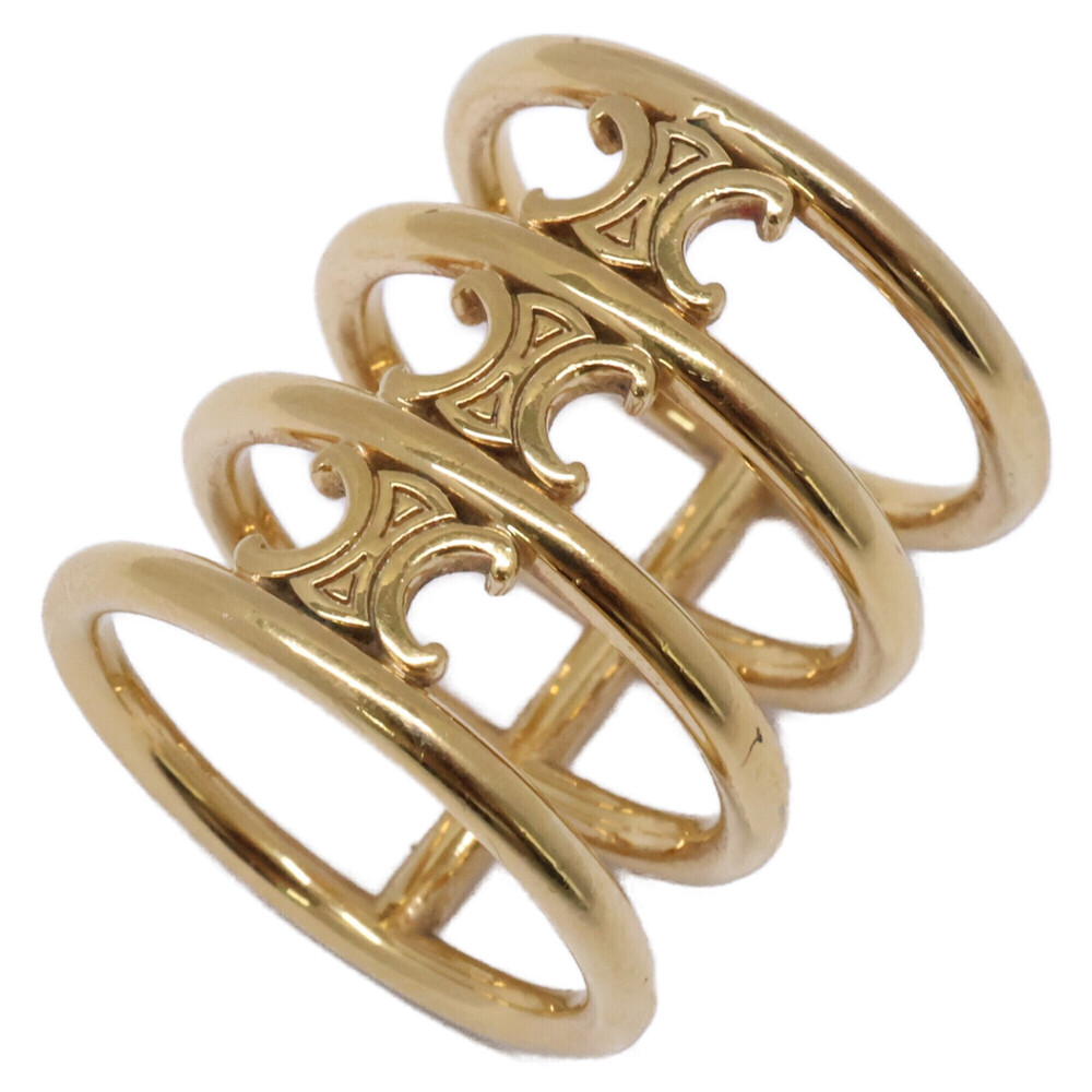 CELINE Triomphe Cage Ring, Size 54, Gold Color, Women's